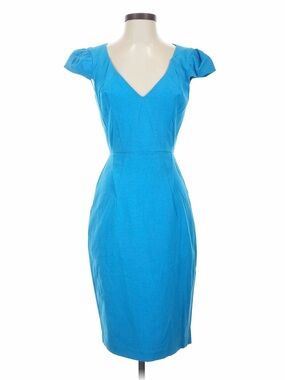 Single Teal V-Neck Midi Sheath Dress